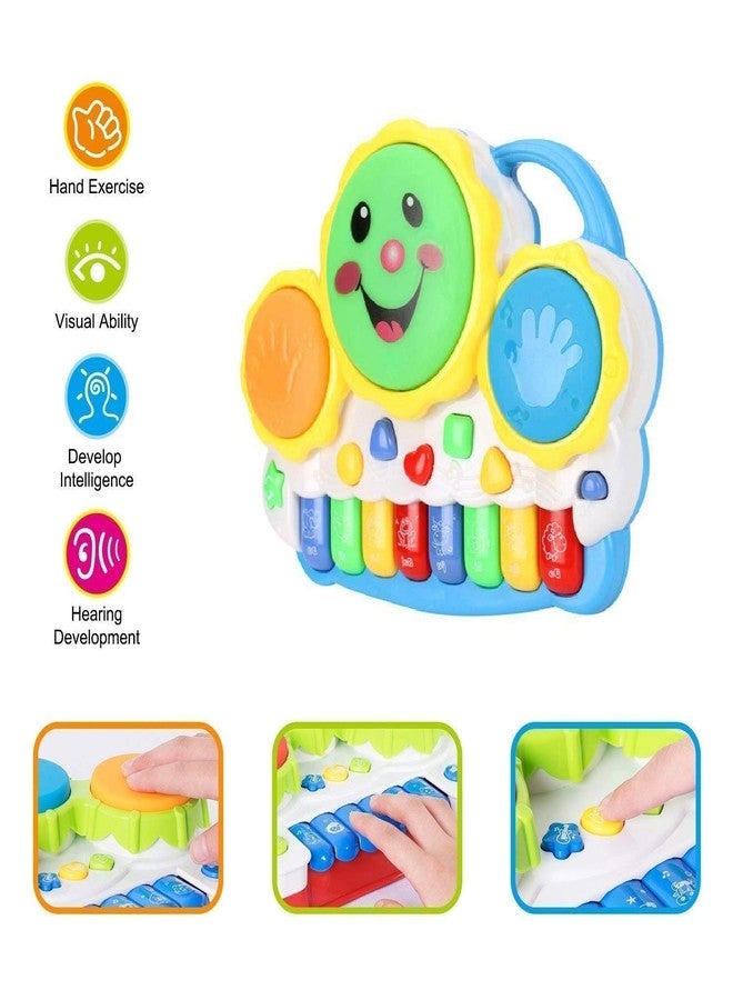 PULSBERY مجموعة ألعاب بيانو ولوحة مفاتيح موسيقية من بولسبري، مجموعة بيانو ولوحة مفاتيح مع موسيقى وأضواء، لعبة تعليمية إلكترونية موسيقية للأطفال الرضع بعمر سنة واحدة - Image 4